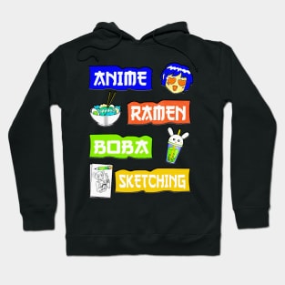 VENTAGE Anime Ramen Boba Sketching, you love Anime Ramen and Boba Hoodie